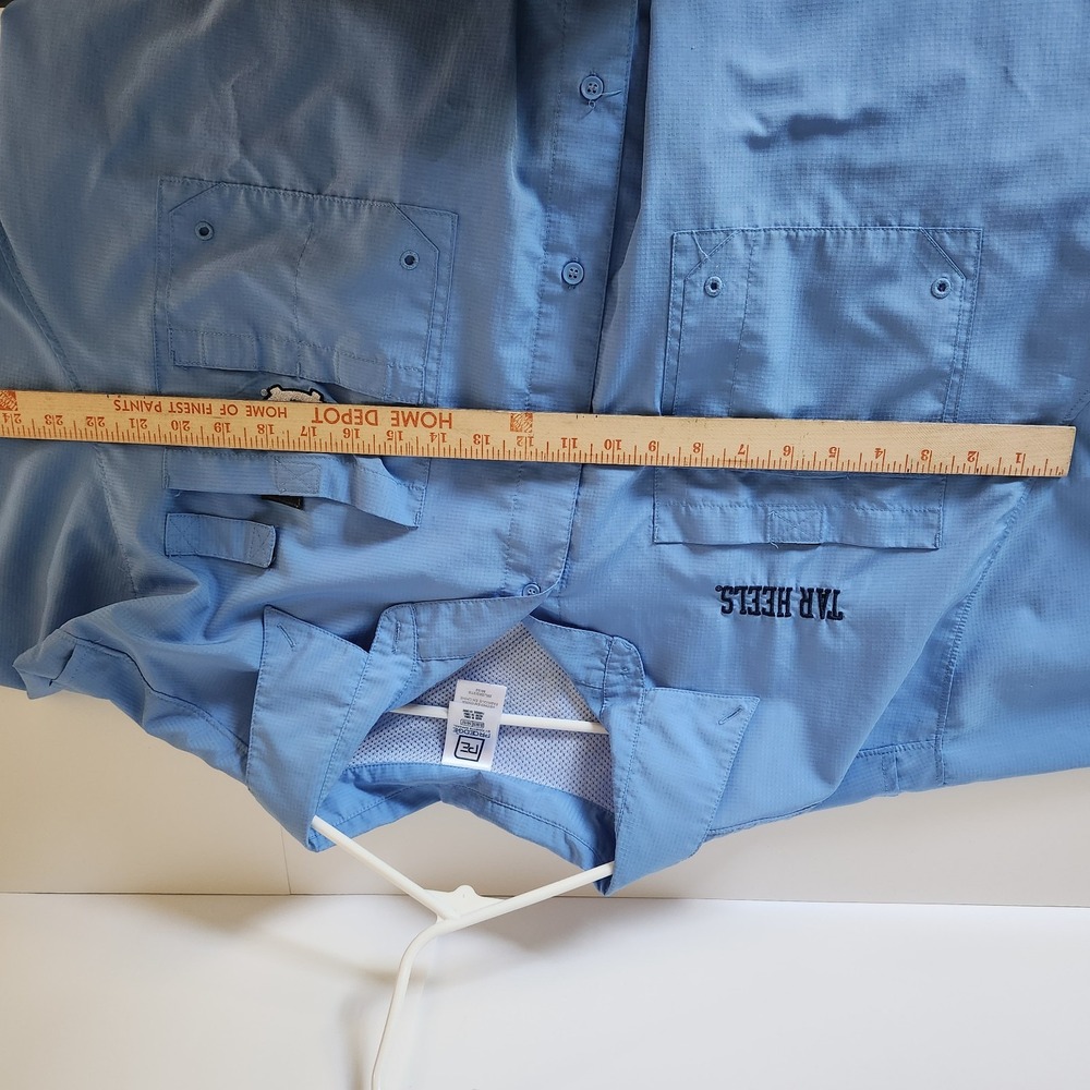 UNC Tar Heels Columbia-Style Fishing Shirt 2XL ProEdge Vented Light Blue - Picture 11 of 12